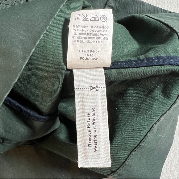 J Crew Downtown Long Utility Waxed Field Jacket w/ Hood in Green Corduroy, Small - Picture 10 of 10
